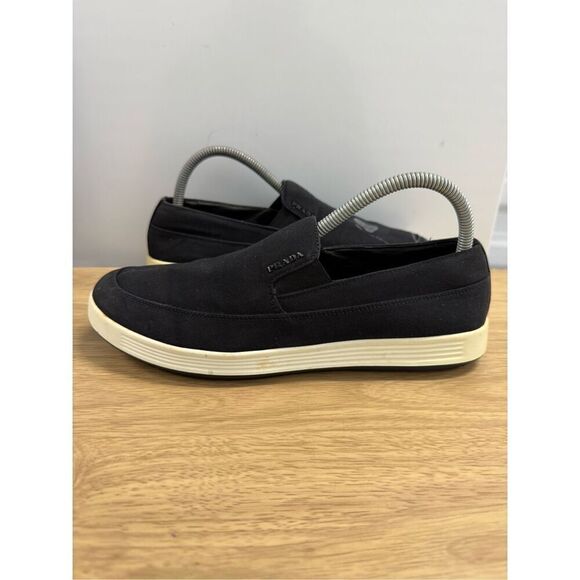 Prada 4D 2837 Slip On Boat Espadrilles Black Suede Women's Size  7 Men's 5.5 - Picture 1 of 8